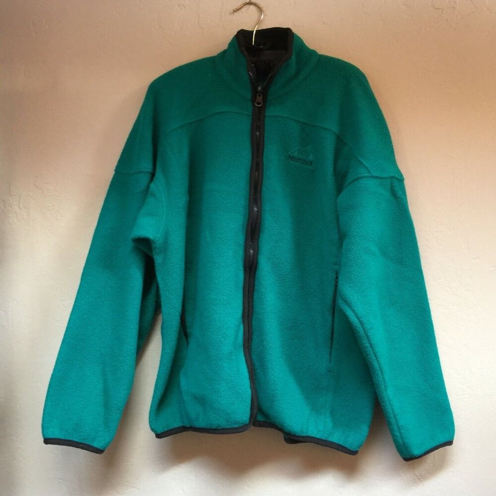 Marmot Womens Casual Full Zip Jacket Long Sleeve Logo Embroidered Green Pockets